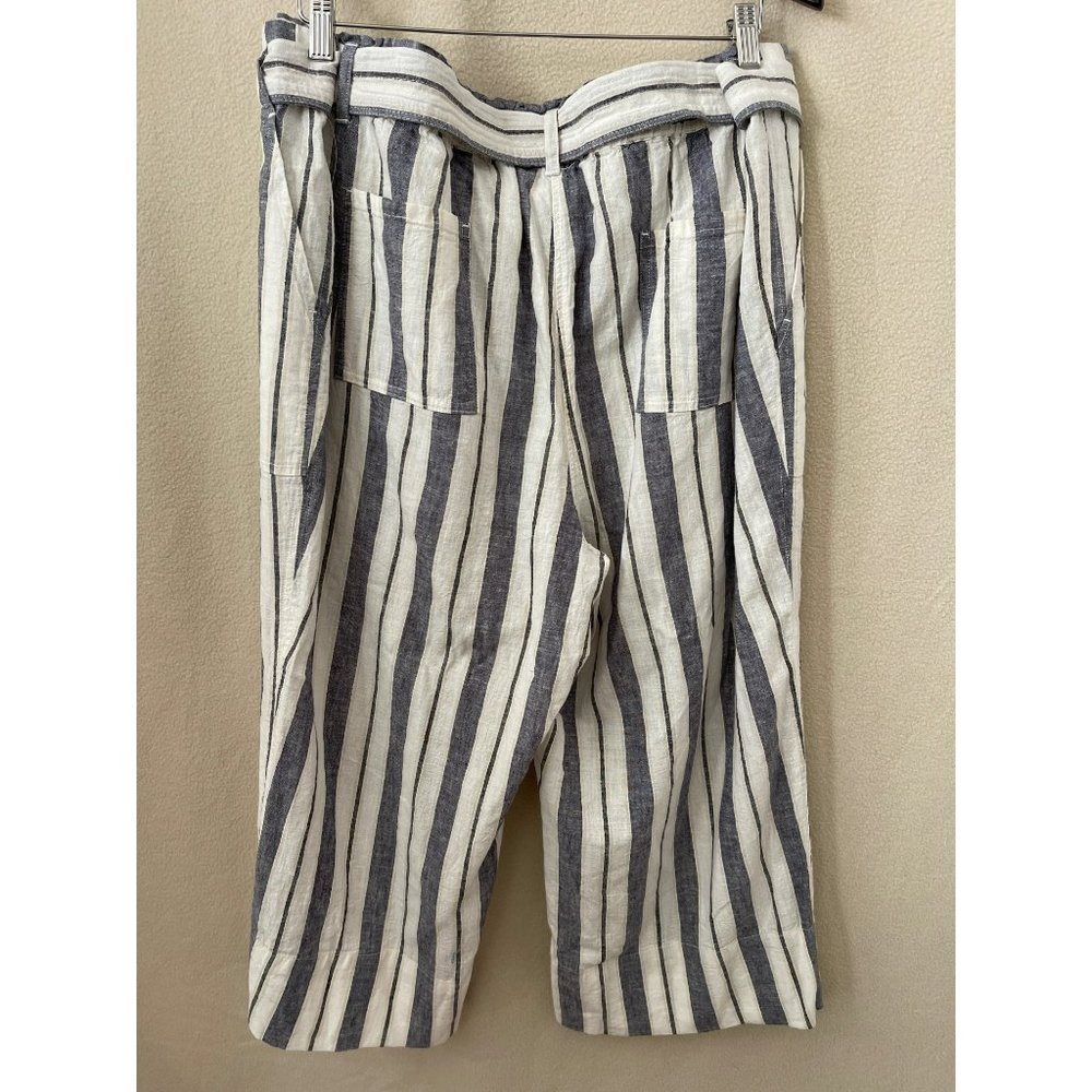 Zac & Rachel Striped Tie Belt Waist Linen Blend Beach/Lounge Pants - Picture 9 of 12